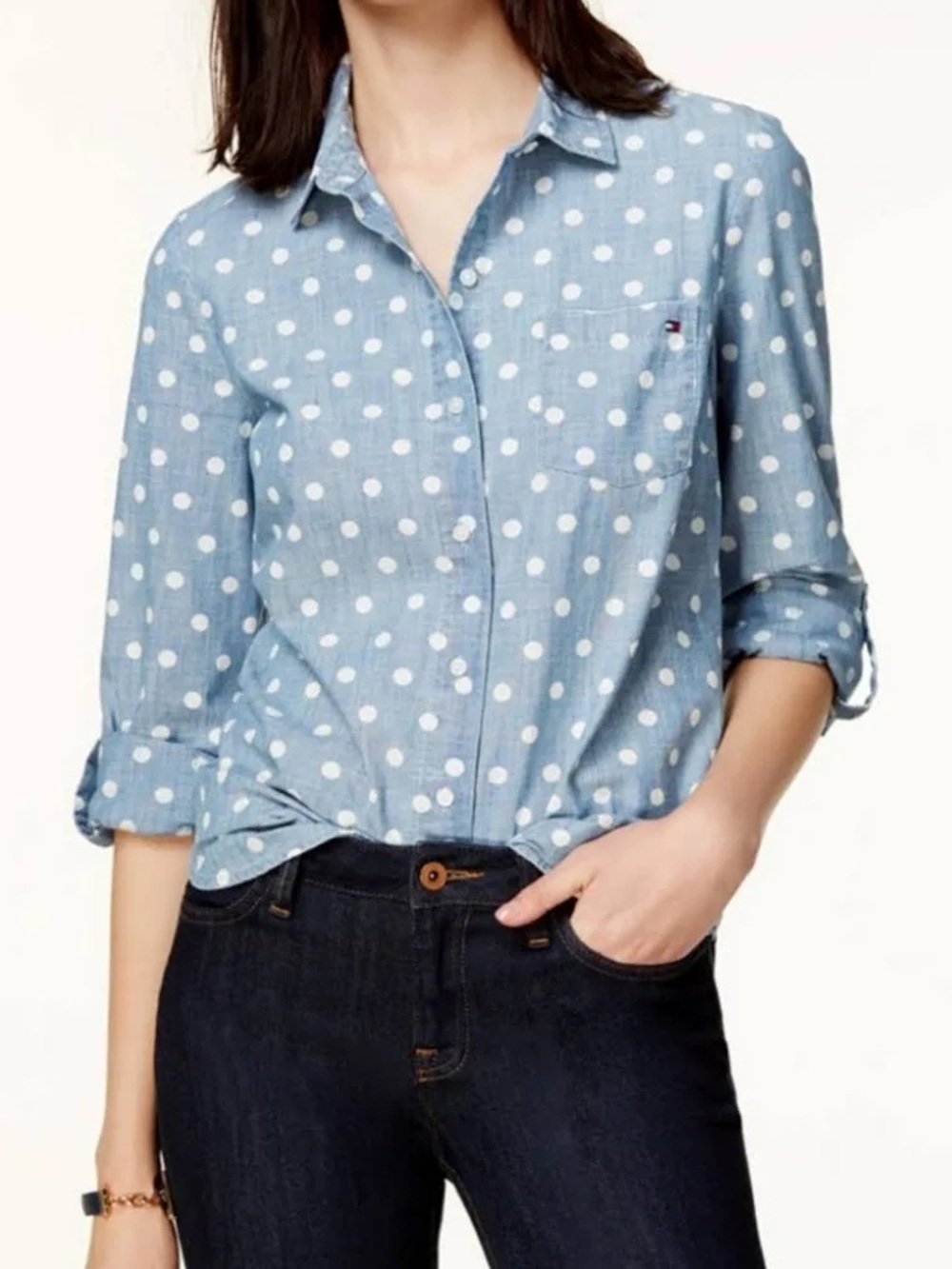 NWT Tommy Hilfiger Women’s Polka Dot Classic Button-Down Shirt (Size M)